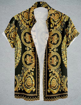 Radha Krishna Fashion Men Embellished Casual Yellow Shirt