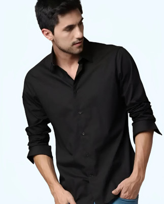 Vastra Men Solid Casual Black Shirt