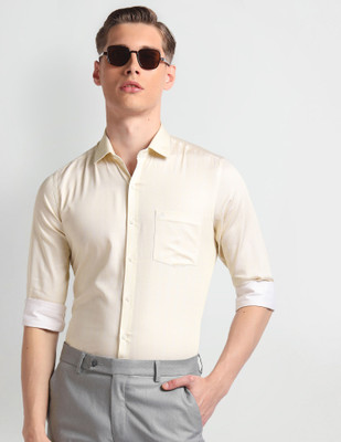 ARROW Men Checkered Formal Beige Shirt