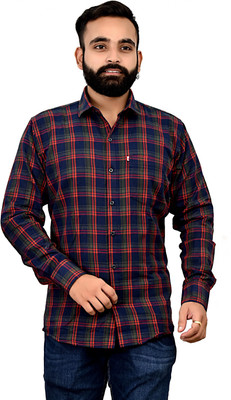 Marc Laurent Men Checkered Casual Green Shirt