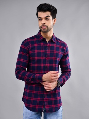 DEZANO Men Checkered Casual Maroon Shirt