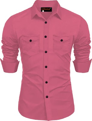 Qlonz Store Men Solid Casual Pink Shirt