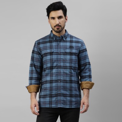 ROYAL ENFIELD Men Checkered Casual Blue Shirt