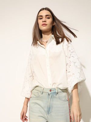 ONLY Women Embroidered Casual White Shirt