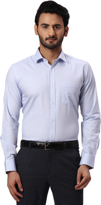 PARK AVENUE Men Checkered Formal Blue Shirt