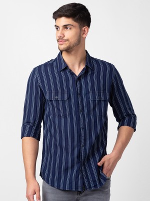 Spykar Men Solid Casual Blue Shirt