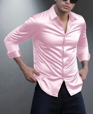 SID FAB Men Solid Casual Pink Shirt