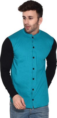 tfurnish Men Color Block Casual Blue, Black Shirt