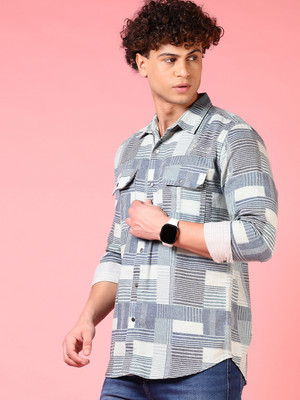 V-MART Men Printed Casual Blue Shirt