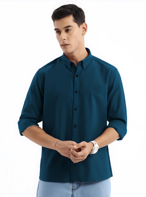 perfect n prime Men Solid Casual Dark Blue Shirt