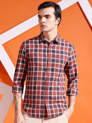 The Indian Garage Co. Men Checkered Casual Brown Shirt