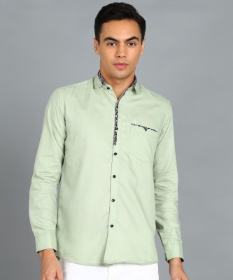 Webric Men Solid, Floral Print Casual Light Green Shirt