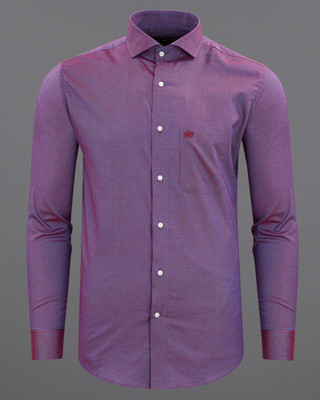 french crown Men Solid Casual Purple Shirt