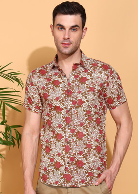 IKRASS Men Printed Casual Pink Shirt