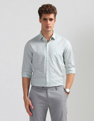 ARROW Men Checkered Formal White Shirt