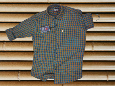 VK CREATTION Men Striped Casual Brown, Blue Shirt