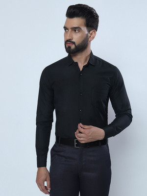 youth first Men Solid Formal Black Shirt