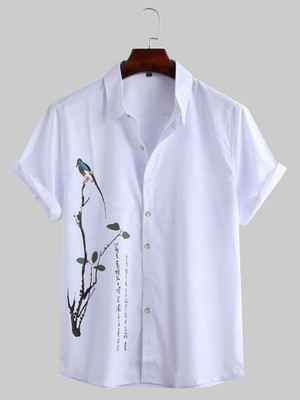bollydolldesigner Men Printed Casual White Shirt