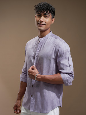 HIGHLANDER Men Self Design Casual Purple Shirt