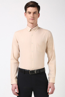 PETER ENGLAND Men Self Design Formal Beige Shirt