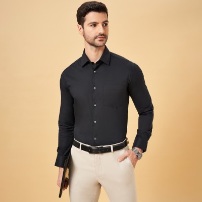 Peregrine by Pantaloons Men Solid Formal Black Shirt