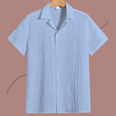 A Dearise Trend Men Self Design, Solid Casual Light Blue Shirt