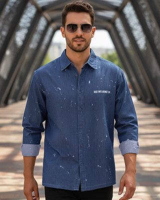 BEWAKOOF Men Printed Casual Blue Shirt