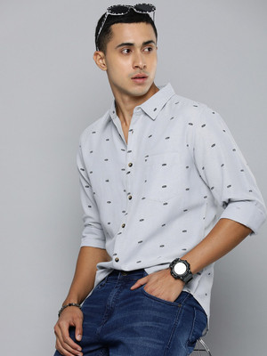 R.Code by The Roadster Life Co. Men Printed Casual Grey Shirt