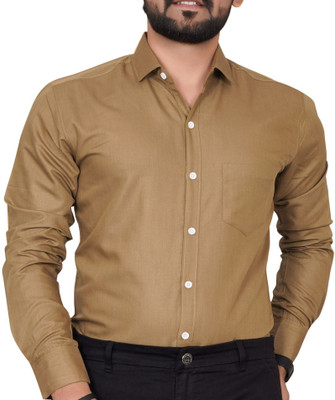 Tyzlo Men Solid Formal Khaki Shirt