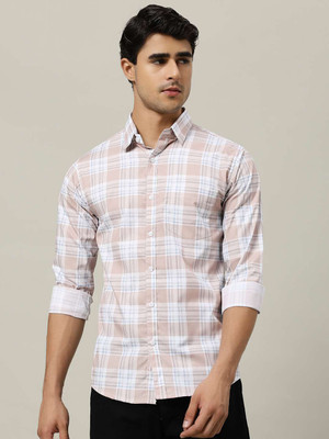Sam Unique Man Men Checkered Casual Beige Shirt