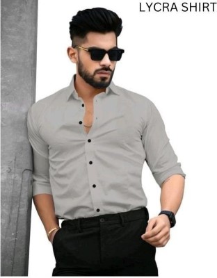 Black Deer Men Solid Casual Grey Shirt