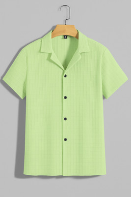 PRAIZY Men Self Design Casual Light Green Shirt