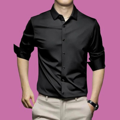 SATADHAR ENTERPRISES Men Solid Casual Black Shirt