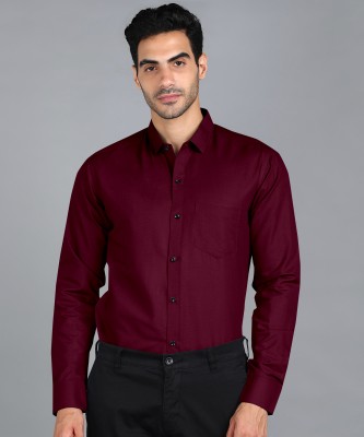 STONEBERG Men Solid Casual Maroon Shirt