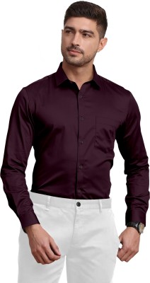 FABFARM Men Solid Formal Maroon Shirt