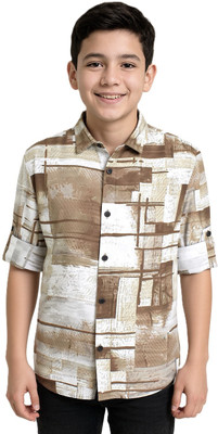 Charchit Boys Printed Casual Brown Shirt