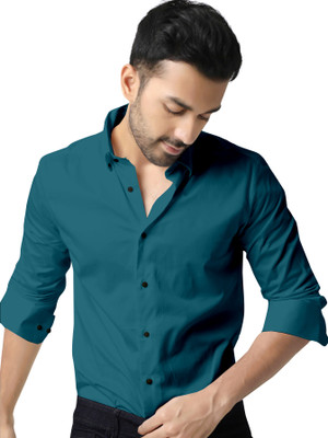 Shubhlakshmi Men Solid Casual Blue Shirt