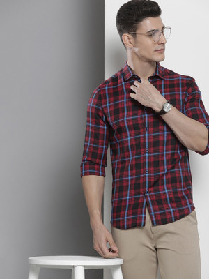 The Indian Garage Co. Men Checkered Casual Red Shirt