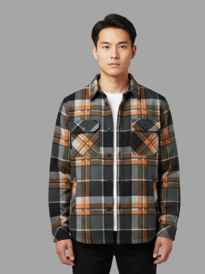 TOPAZE Men Checkered Casual Grey Shirt
