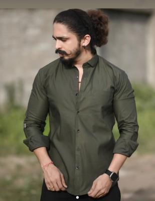 jumi enterprise Men Solid Casual Dark Green Shirt