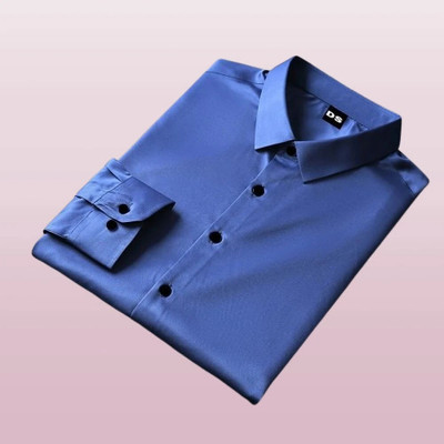 Manav Creation Men Solid Formal Blue Shirt