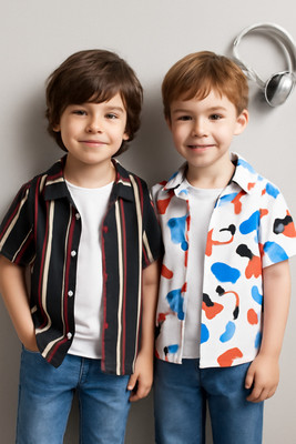 SVHFashion Baby Boys Self Design Casual Multicolor Shirt(Pack of 2)