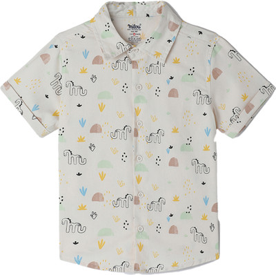 milou Boys Printed Casual White Shirt