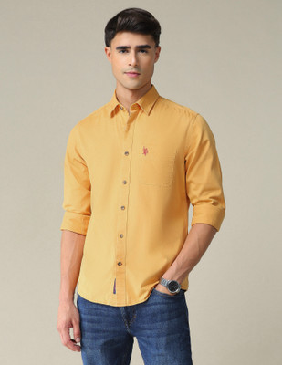 U.S. Polo Assn. Denim Co. Men Solid Casual Yellow Shirt