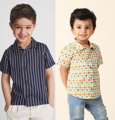 Janmangal Creation Boys Printed, Solid Casual Yellow Shirt(Pack of 2)