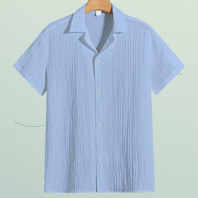 Jenil Fashion Men Self Design Casual Light Blue Shirt