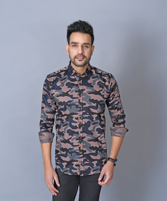 Pactimo Men Military Camouflage Casual Multicolor Shirt