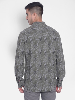 CRIMSOUNE CLUB Men Printed Casual Grey, Dark Green Shirt