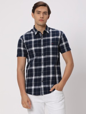 MUFTI Men Checkered Casual Black, Grey, White Shirt