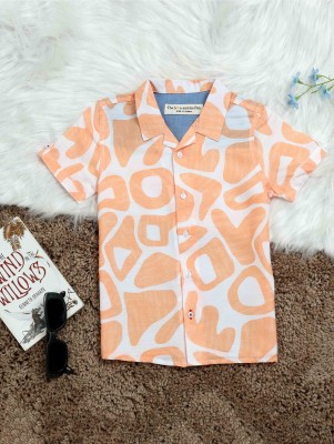 The Lion and The Fish Boys Printed Casual Orange Shirt